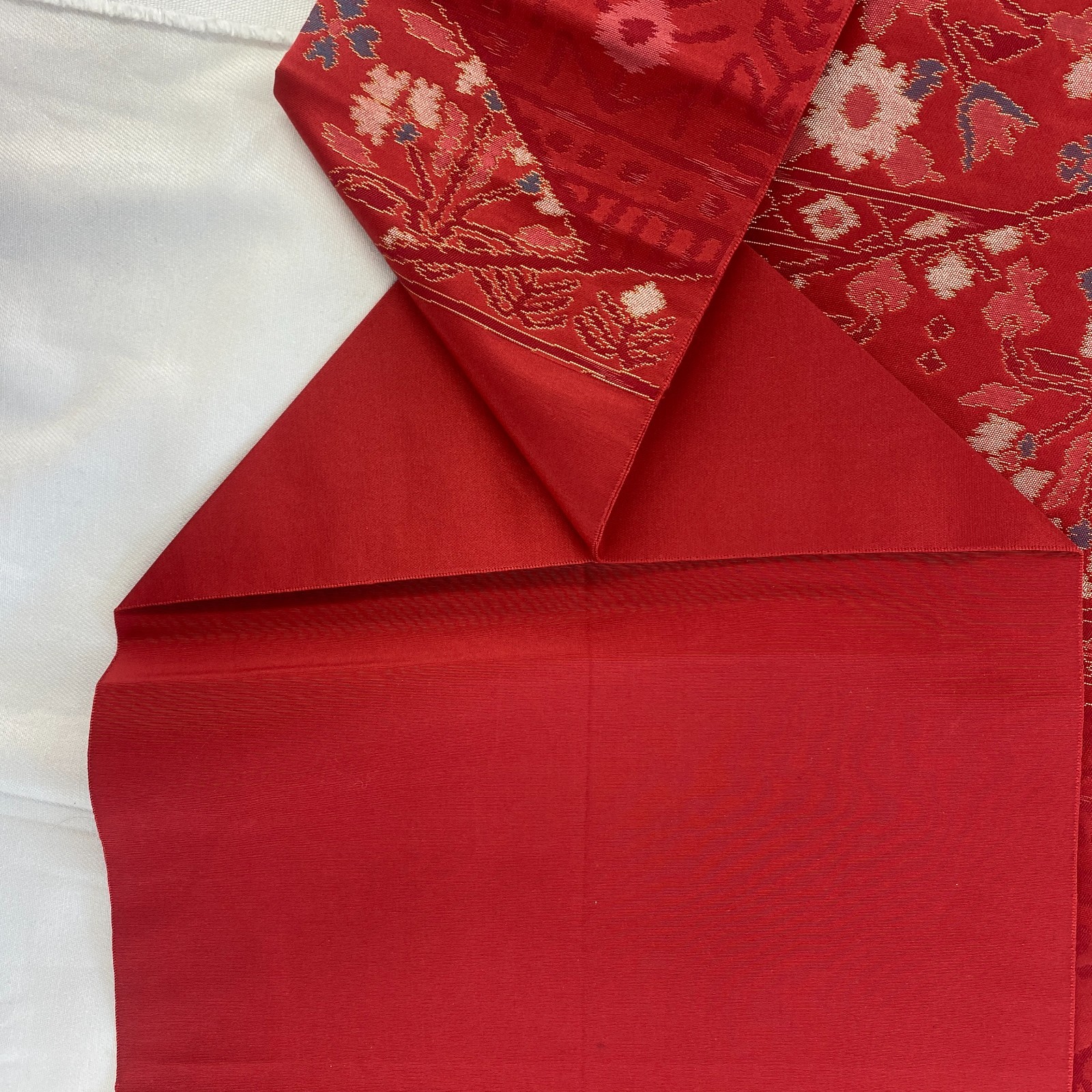 Japanese Vintage Kimono Nagoya Obi Silk Red Traditional Authentic 135x 11 in