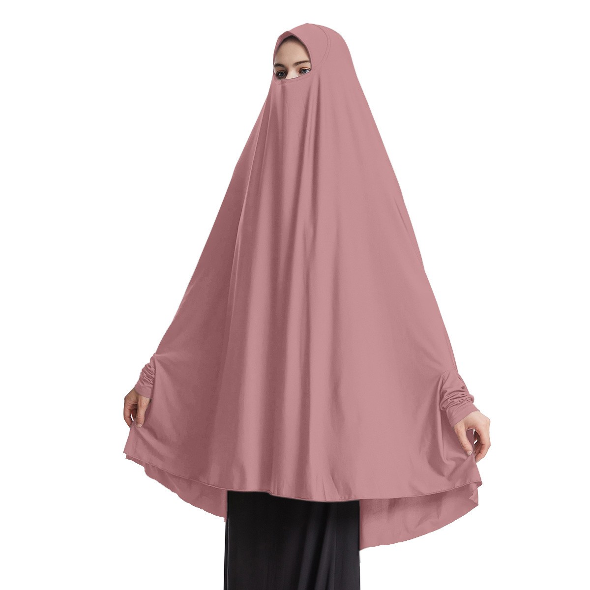 Prayer Khimar Solid Color Turban Muslim Women Hijab Headscarf Large Niqab Burka