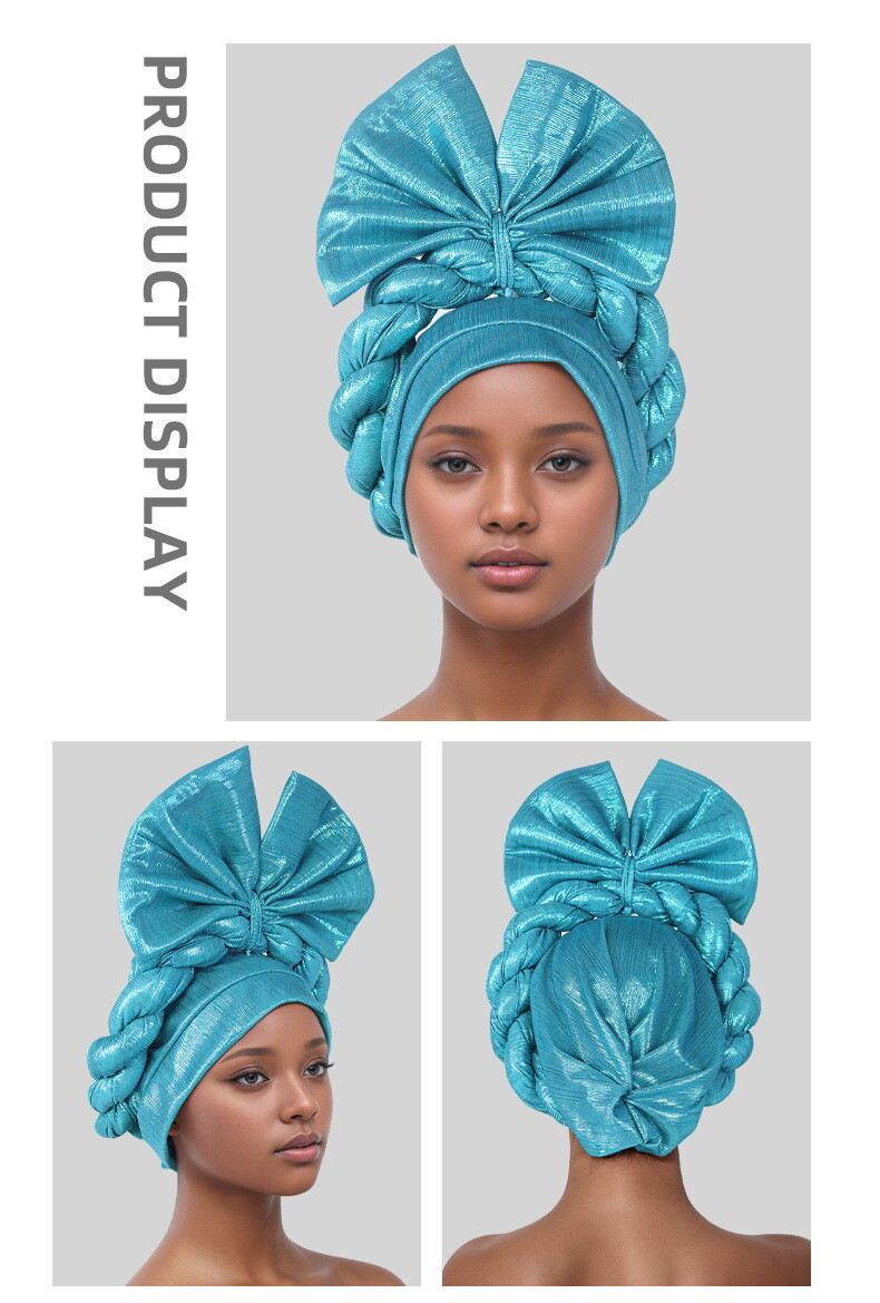 Auto Gele Headtie Head Cover Caps Women Bowknot Head Wrap Wedding Caps Headwear