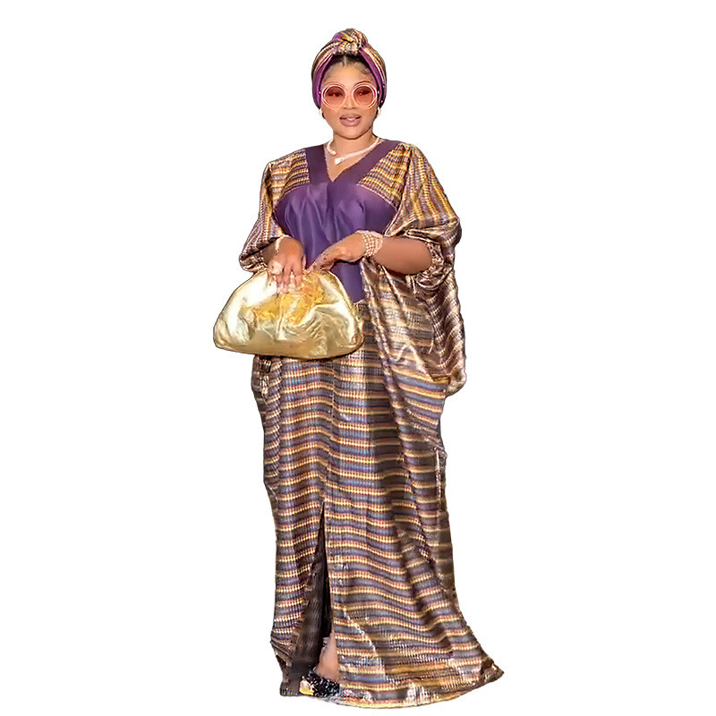 Satin Print Robe Muslim African Women Dress Burqa Arab Islamic Abaya With Scarf