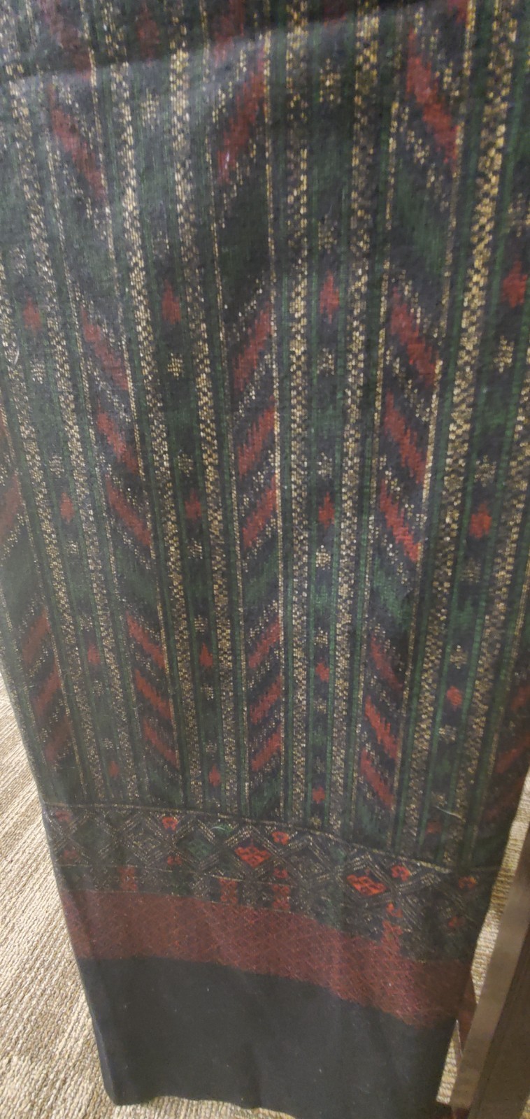 Authentic Thai Cotton Fabric Unstitched Sarong Traditional Ikat Pattern Black Gr