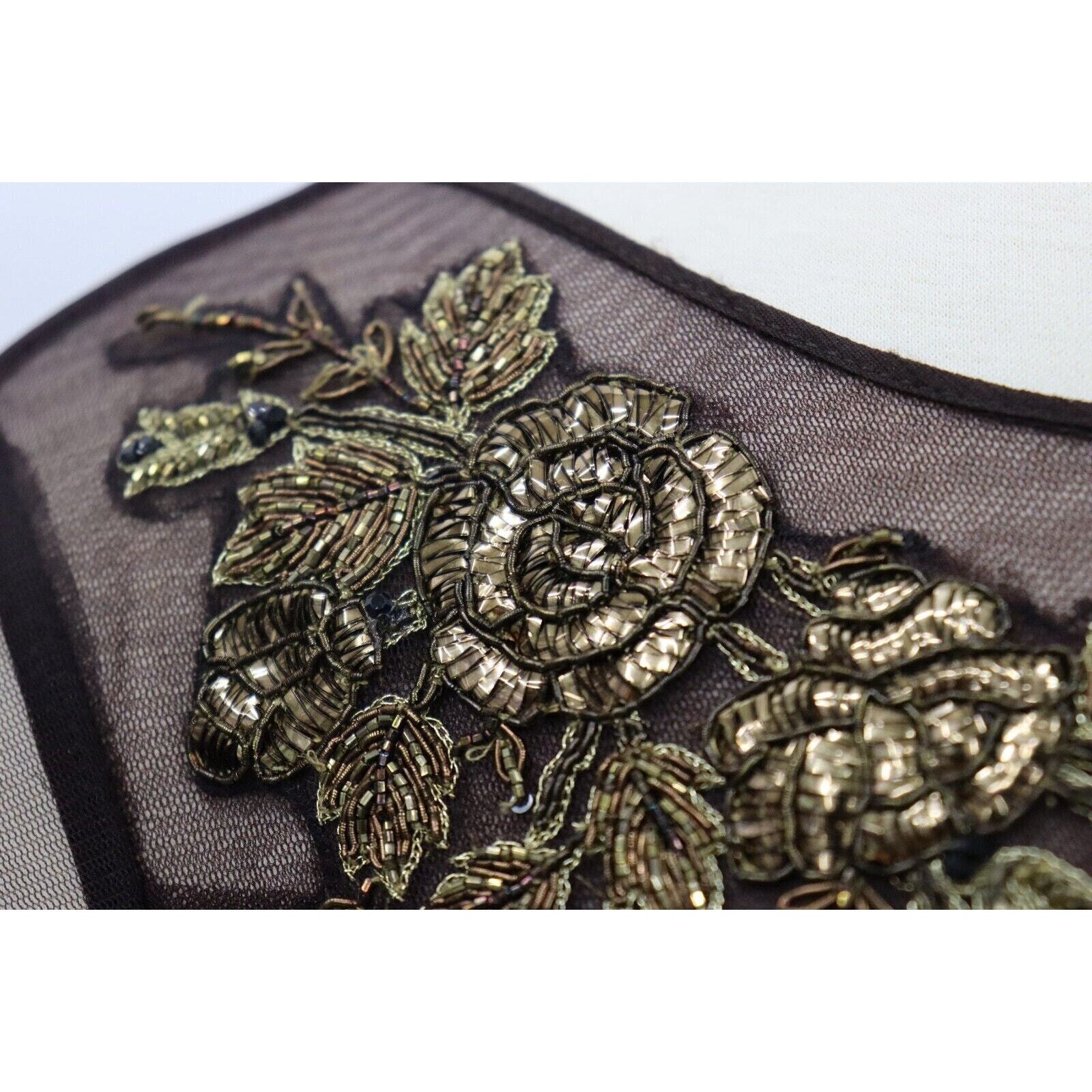 Karishma Indian Gown Size Medium Brown with Gold Floral Beading