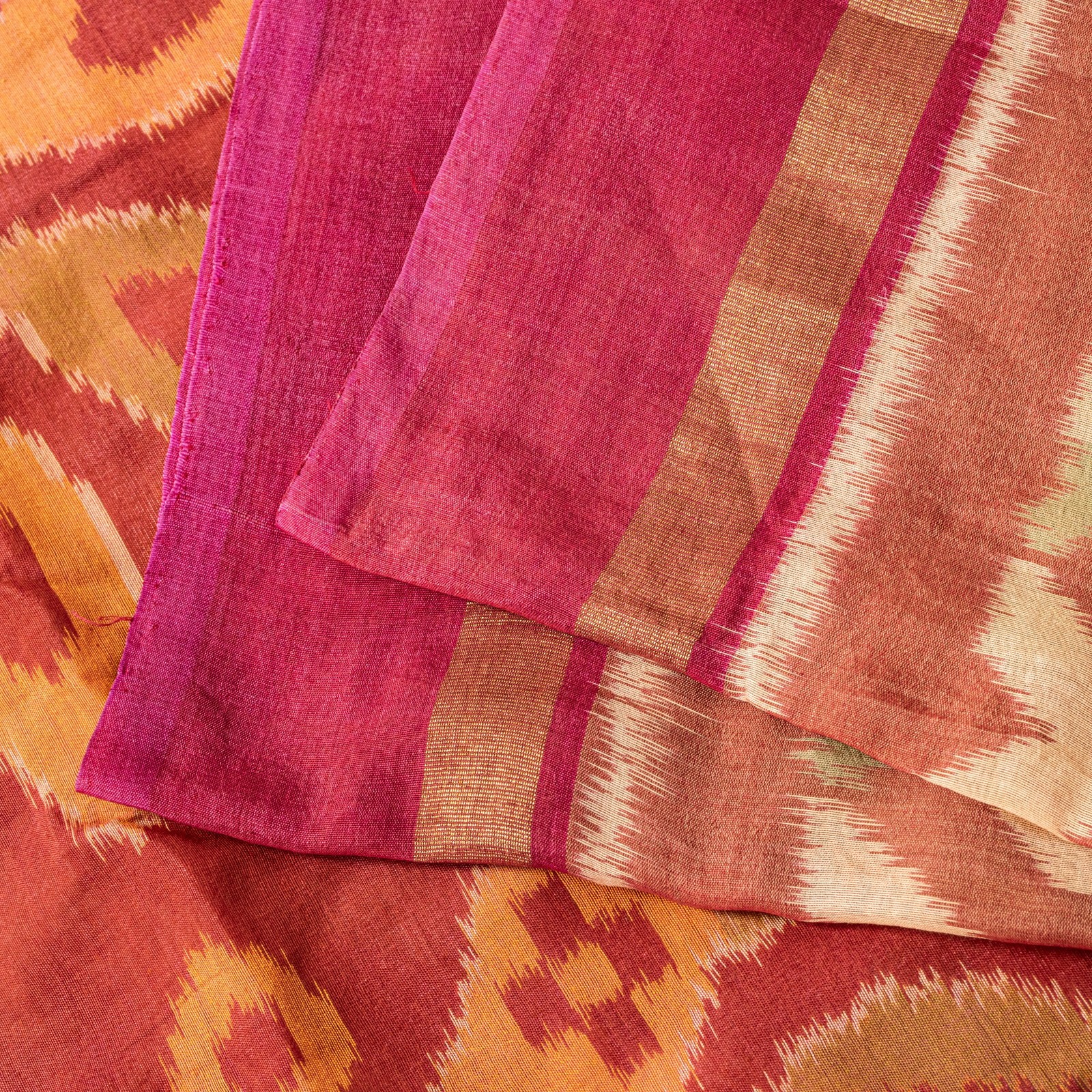 Sanskriti Vintage Dark Red Cotton Silk Sarees Ikat Hand Woven Sambhalpuri 5.5 Yd