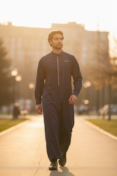 Lawung Al Ameer Mens Eid Thobe Jubba 2026 Luxury Premium Dishdasha AA2642 Blue