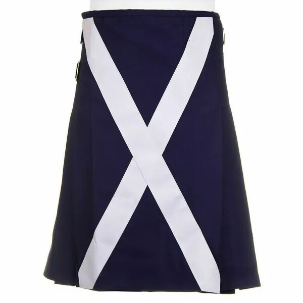 New Scottish Flag Utility Kilt Custom Handmade in 100% Blue Cotton