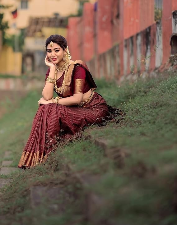 Women’s Soft Banarasi Silk Jacquard Saree with Unstitched Blouse Piece