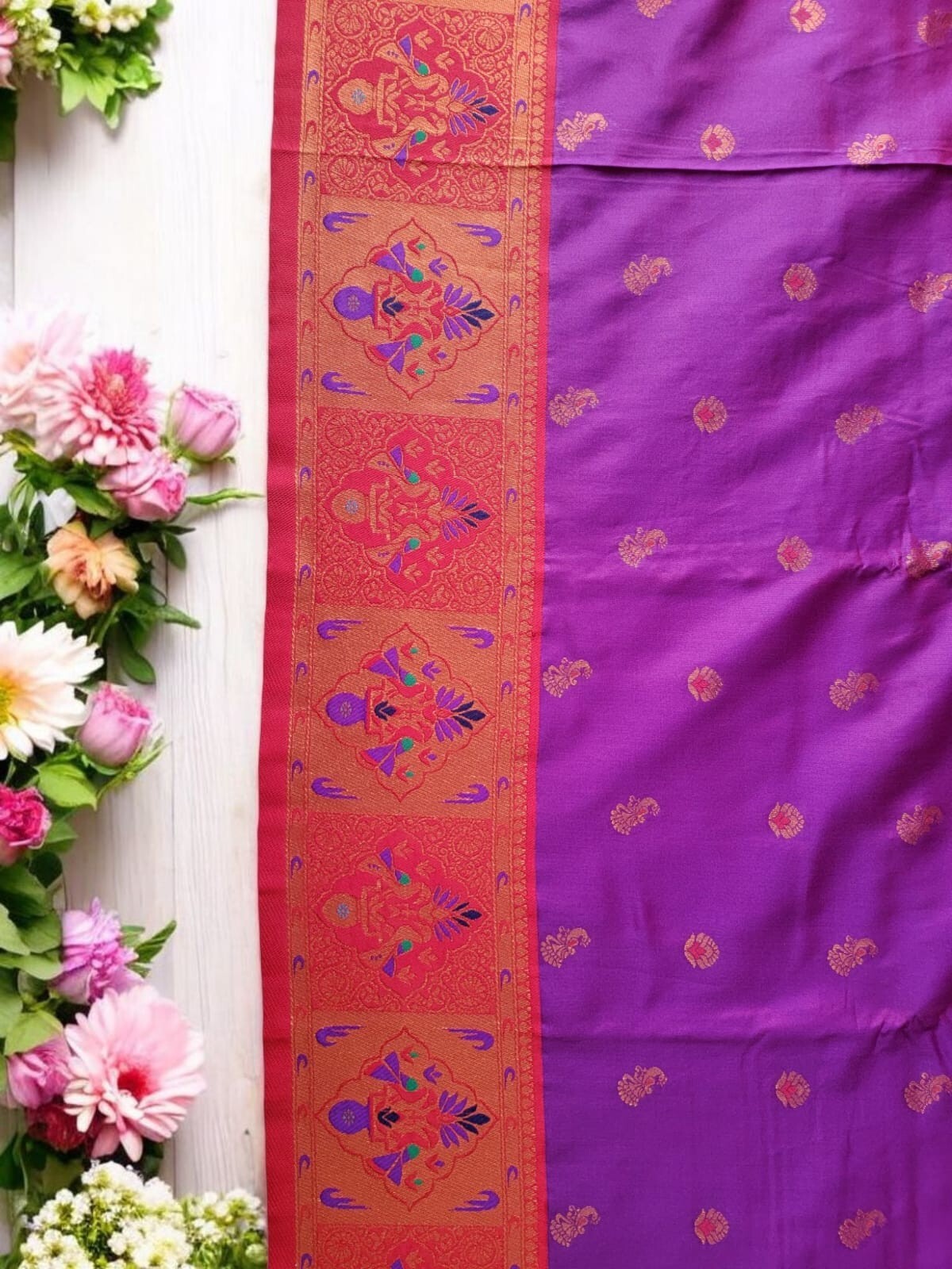Indian Traditional Designer Paithani Silk Saree,Zari Meenakari Weaving Saree