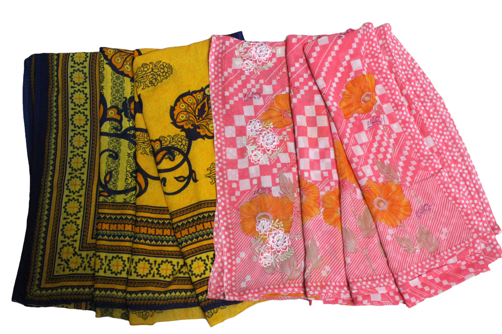 Indian Pack of 2 Saris Vintage Printed Crafted Material Wholesale Lot Fabric 5YD