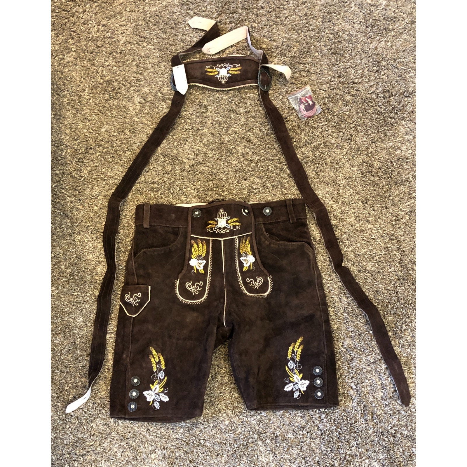 LEDERHOSEN SHORTS SUEDE LEATHER BAVARIAN TRACHTEN MEN Shorts Oktoberfest Size 50
