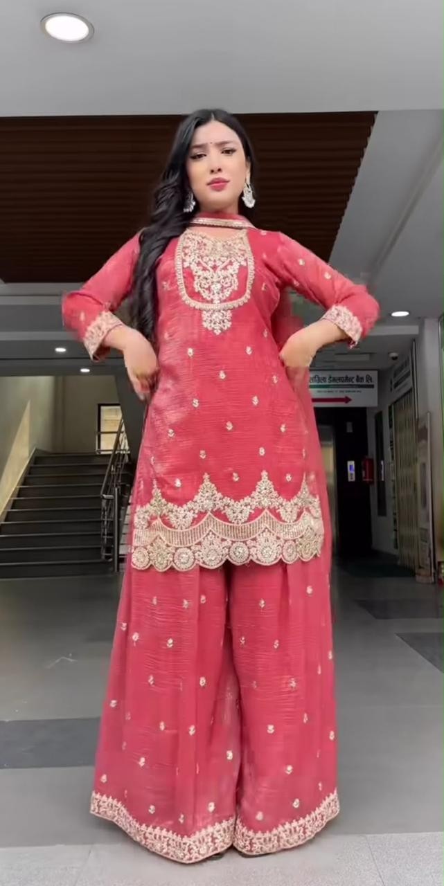 SHARARA PLAZOO SUIT PARTY WEAR PAKISTANI WEDDING SALWAR KAMEEZ PALAZOO SUIT