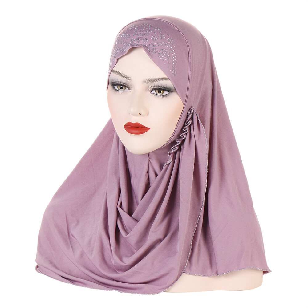 Women Muslim Hijab Amira Scarf Turban Head Cover Pull On Ready Made Headscarf