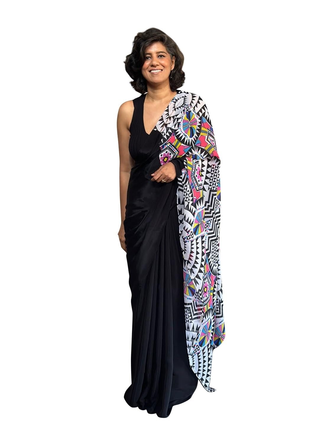 Women’s Bright Moss Silk Farewell Floral Print Sarees With Lace Border & Blouse