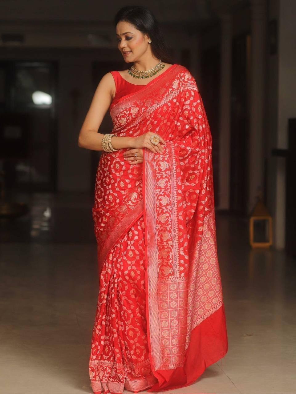 Women’s Banarasi Festival Wear Soft Silk Saree With Blouse Piece Sari