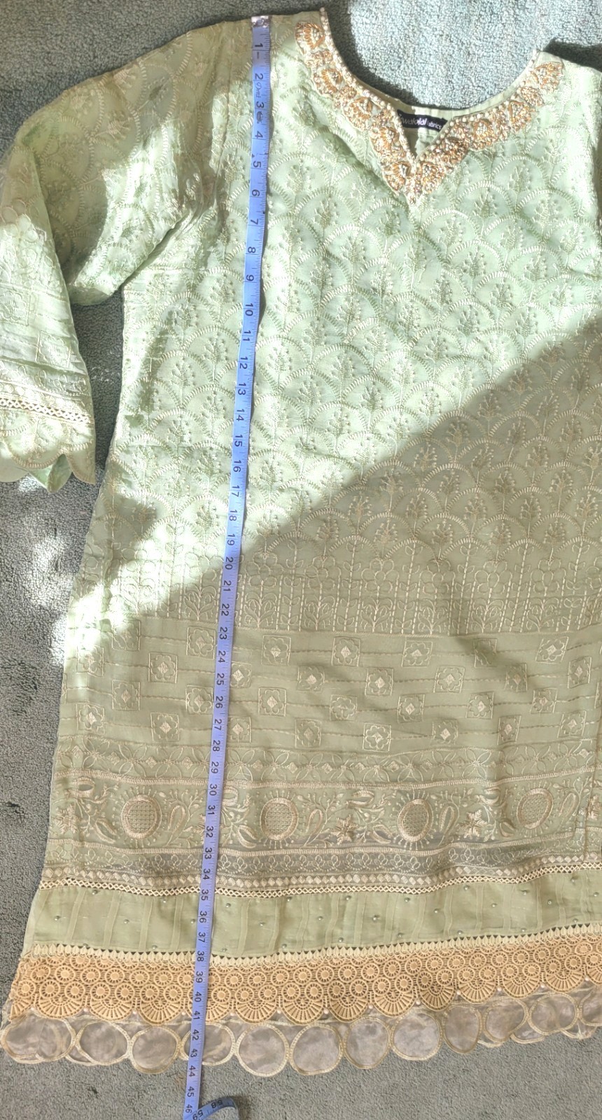 Pakistani Designer Tawakkal Fabric 3 Piece Suit Mint Green Thread Embroidery szL