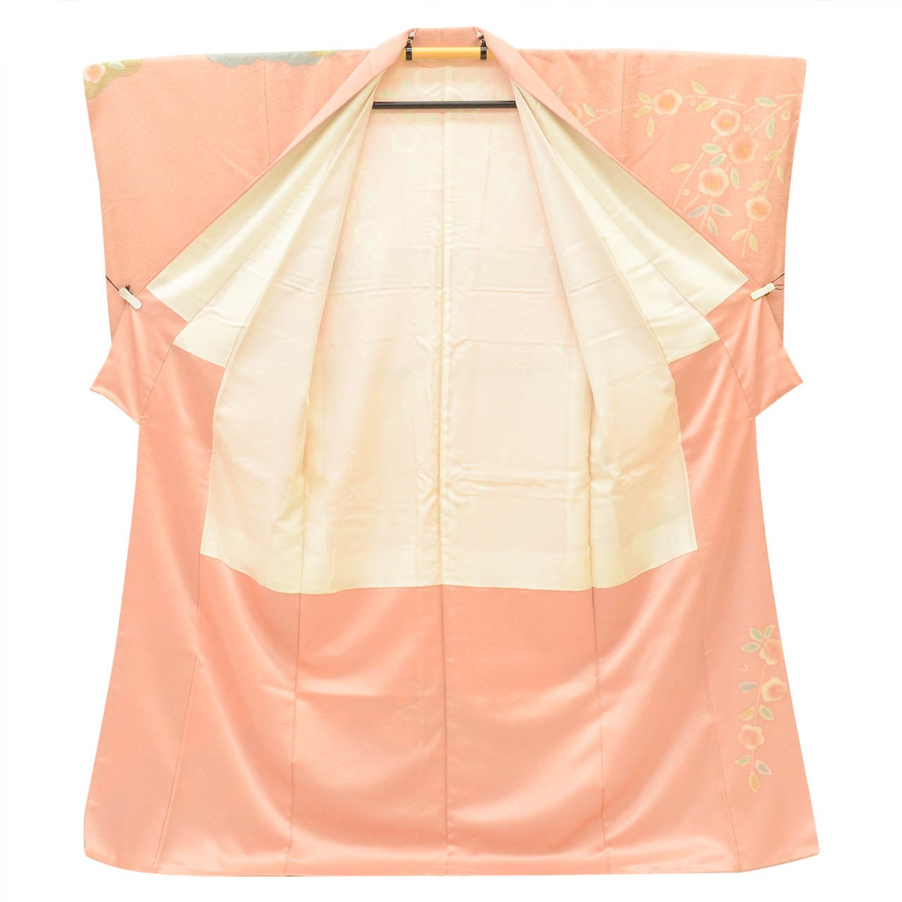 Vintage Japanese Kimono | Houmongi | Pink Silk | Botanical Fan | uu2530b