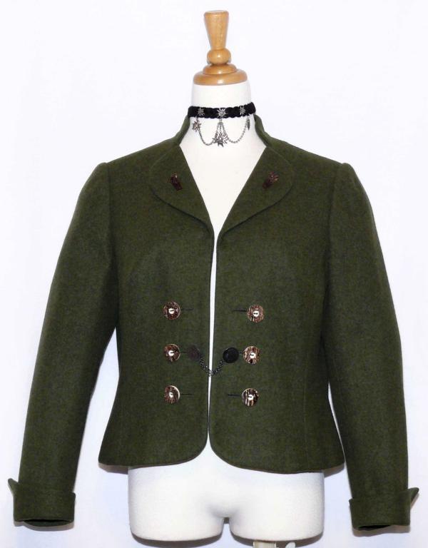 BOILED WOOL JACKET Women German SHORT SLEEVES Hunting Riding Over Coat B40″ 10 M