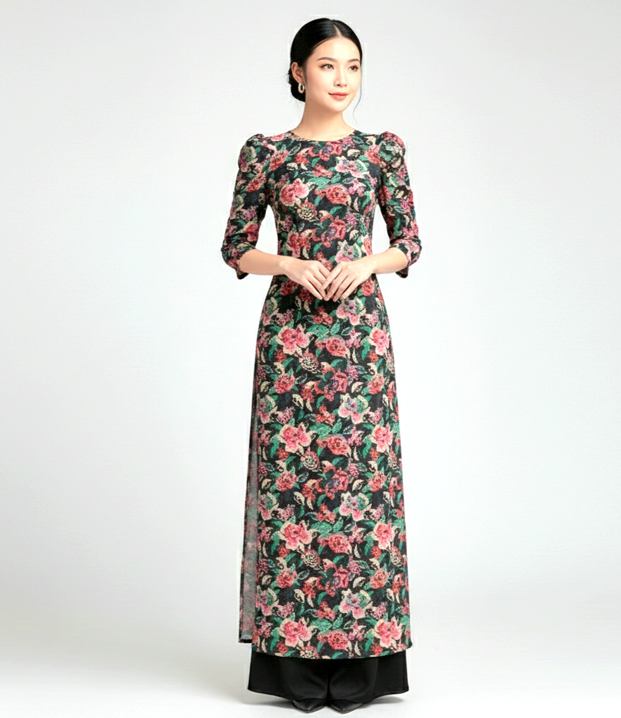 NWOT Women’s Floral Print Vietnamese Ao Dai Size 8/M