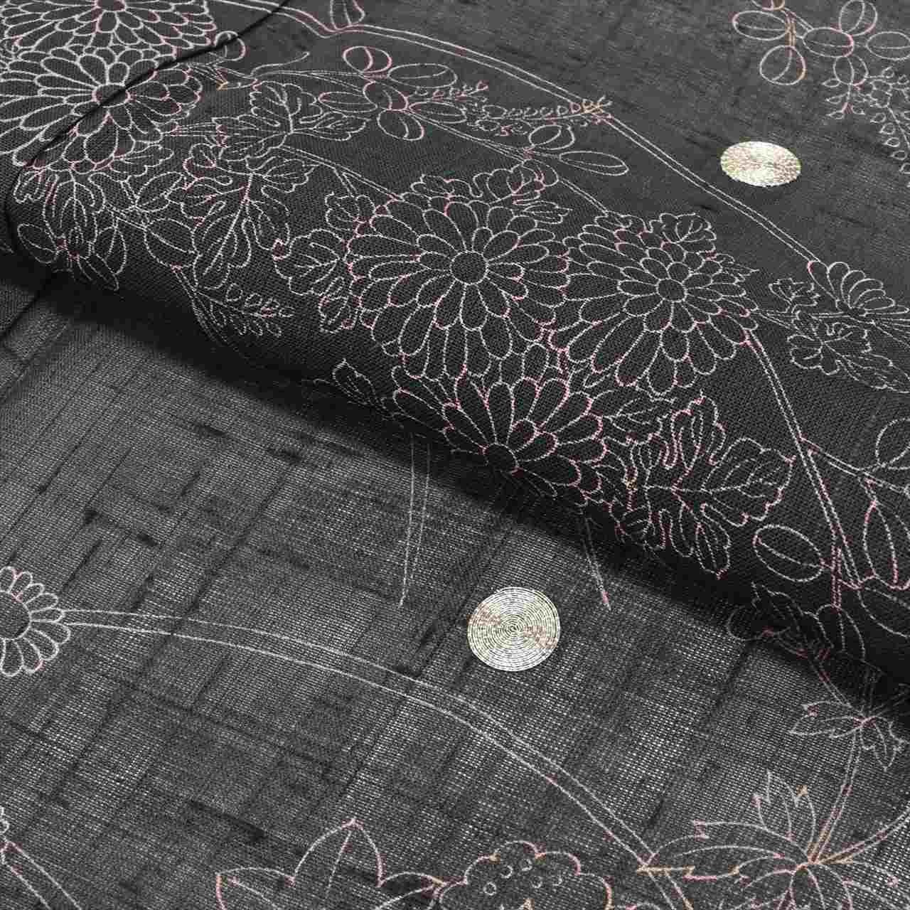 Vintage Japanese Kimono | Summer Yuki Tsumugi | Black Silk | tt2200b