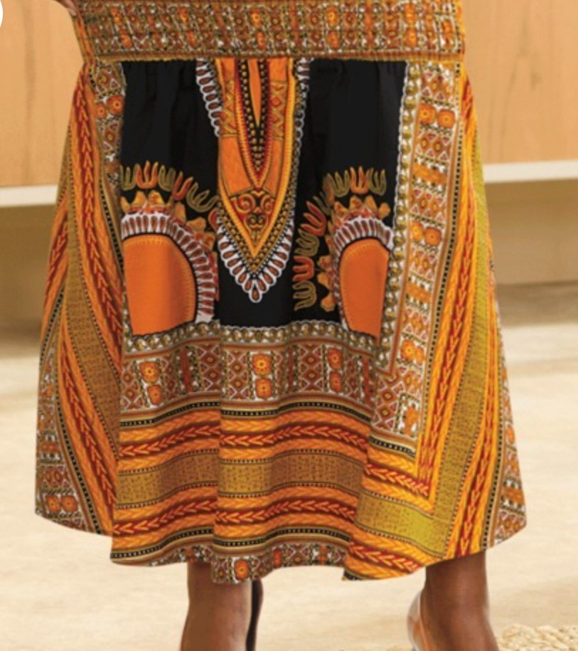 Size 18W PLUS Ashro Black Orange African American Pride Emika Skirt Suit Set