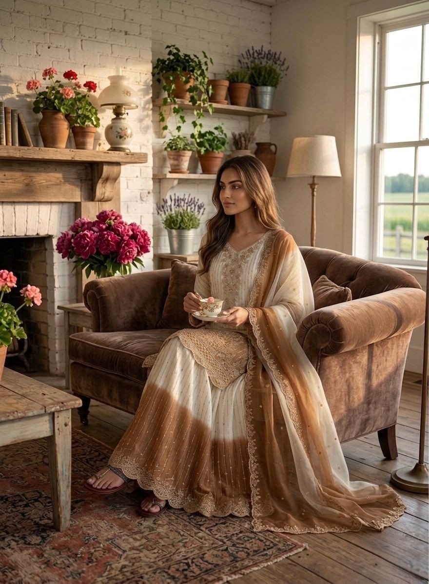 Heavy Dual Tone Designer Silk Kurta Palazzo Set With Dupatta Perfect stylish