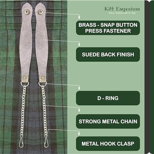 Premium Black Leather Sporran Suspender with Metal Chain Hook – Easy Snap