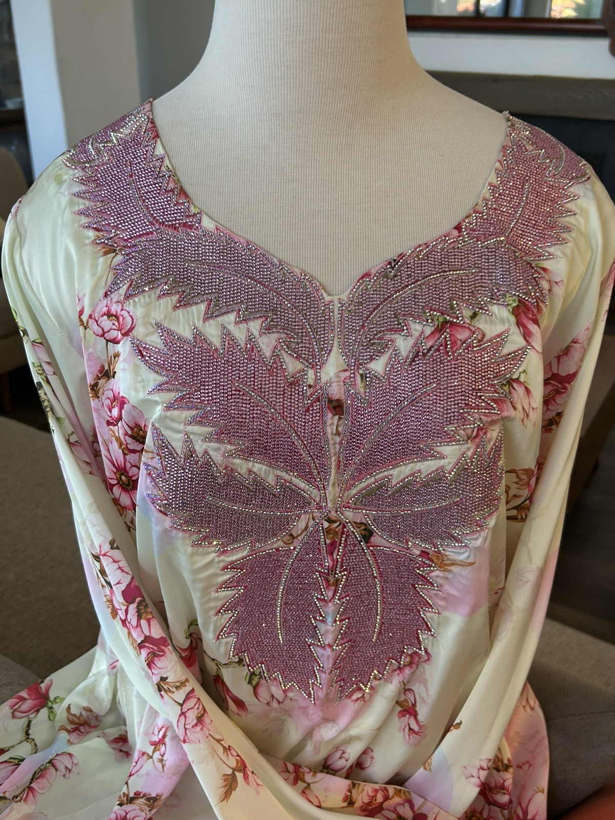 Abu Dhabi custom designed and made women’s dress with beautiful beaded detail
