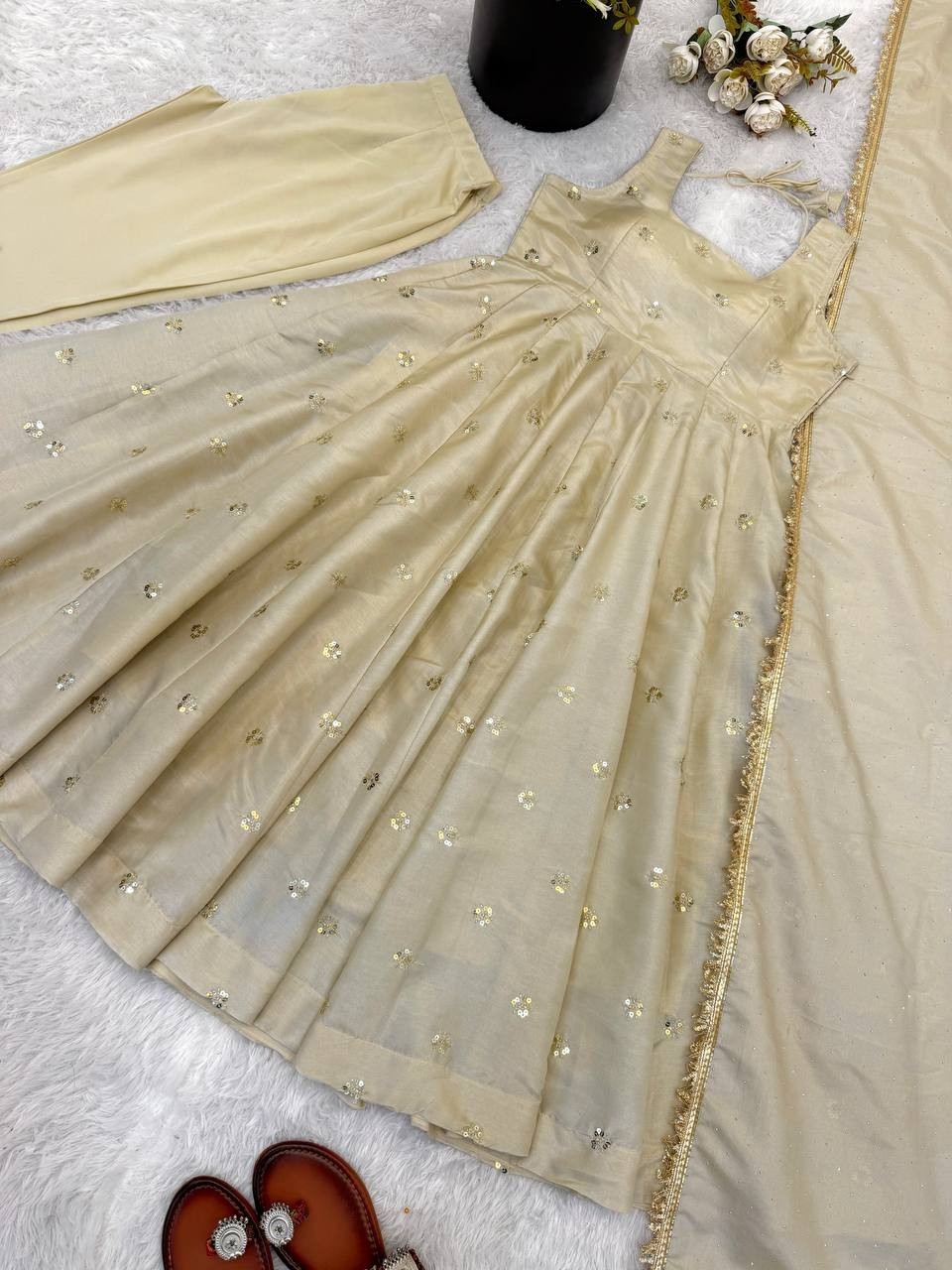 Presenting New Heavy Cosmos Gold Salwar Kameez With Dupatta For Women