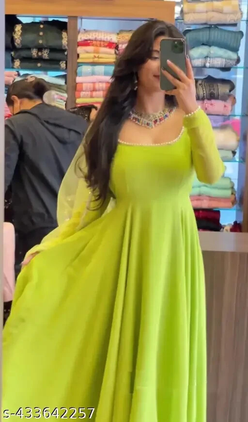 Bollywood Pakistani Anarkali Kurta Frock Suit with Dupatta Designer Women Kurti