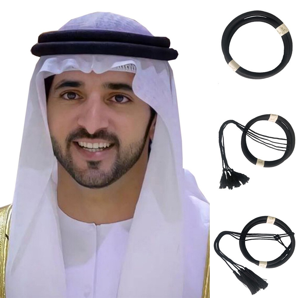 Saudi Arabia Men Black Hair Band Men Headband With Tassel Scarf Dubai Headwear