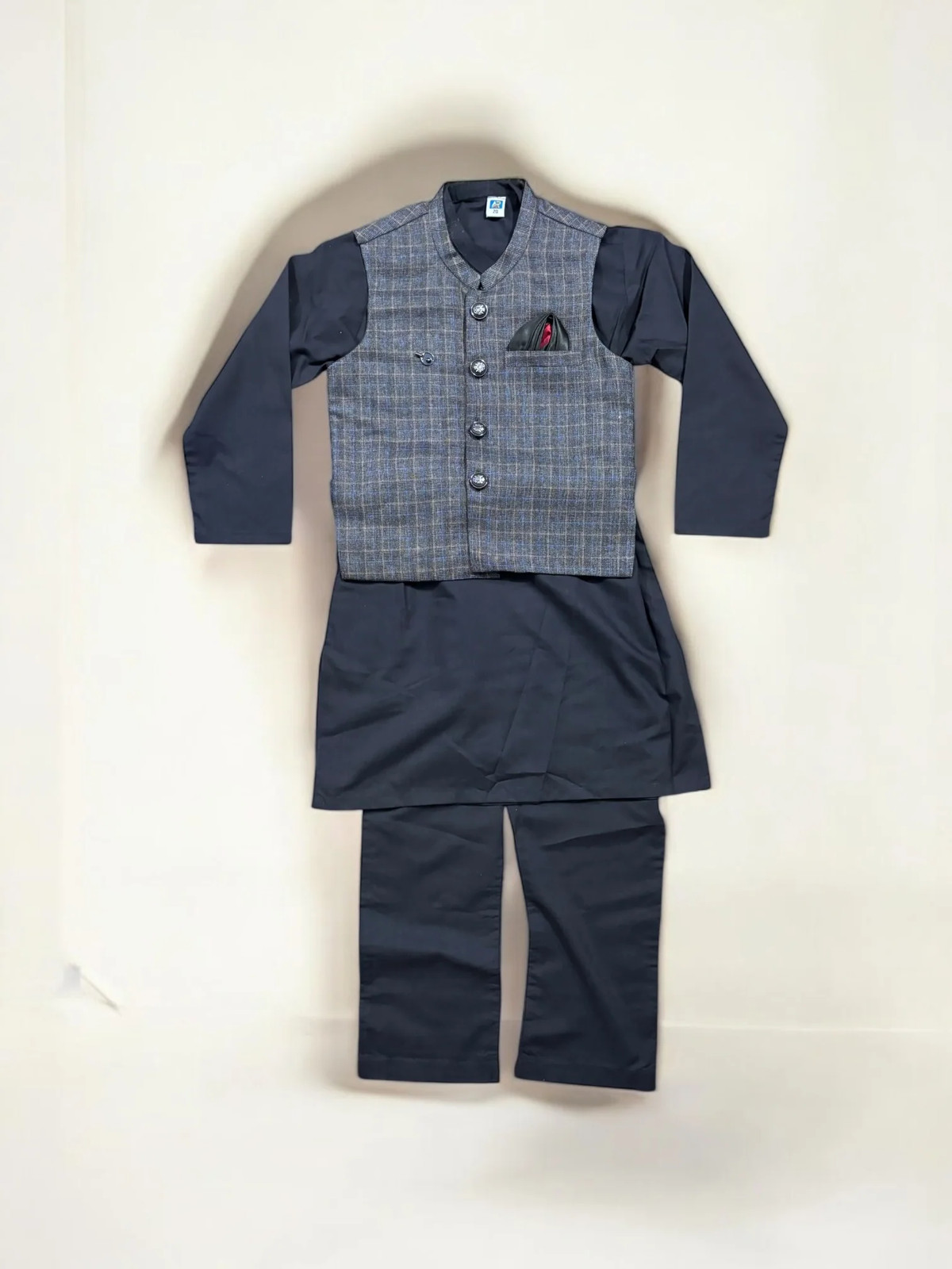 Traditional Soft Cotton Kurta, Pajama and Coat Set for Boys, Cultural Wear, 211
