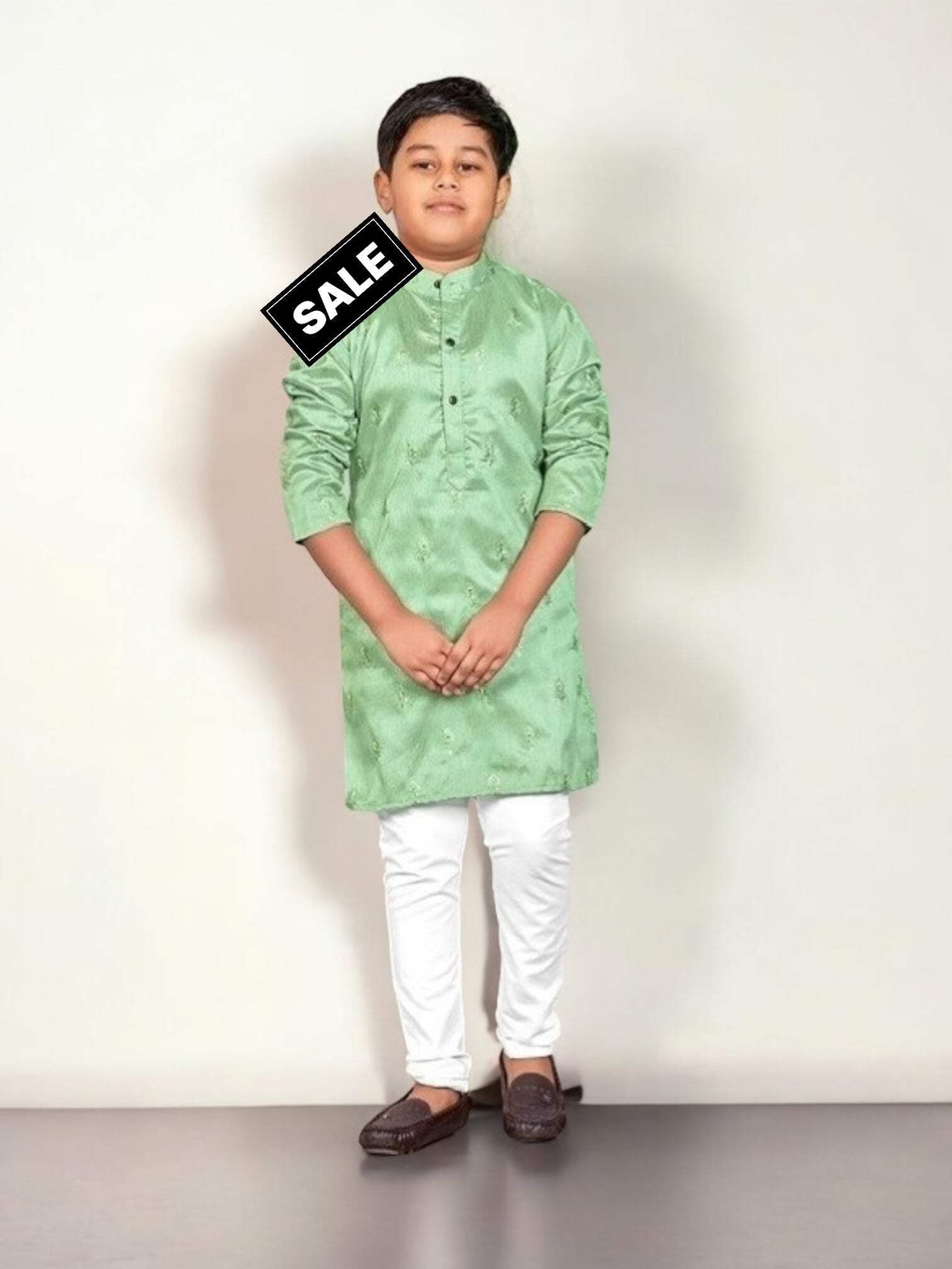 Light Green Traditional Kurta Pajama Set for Boys – Ethnic Wear- 76578
