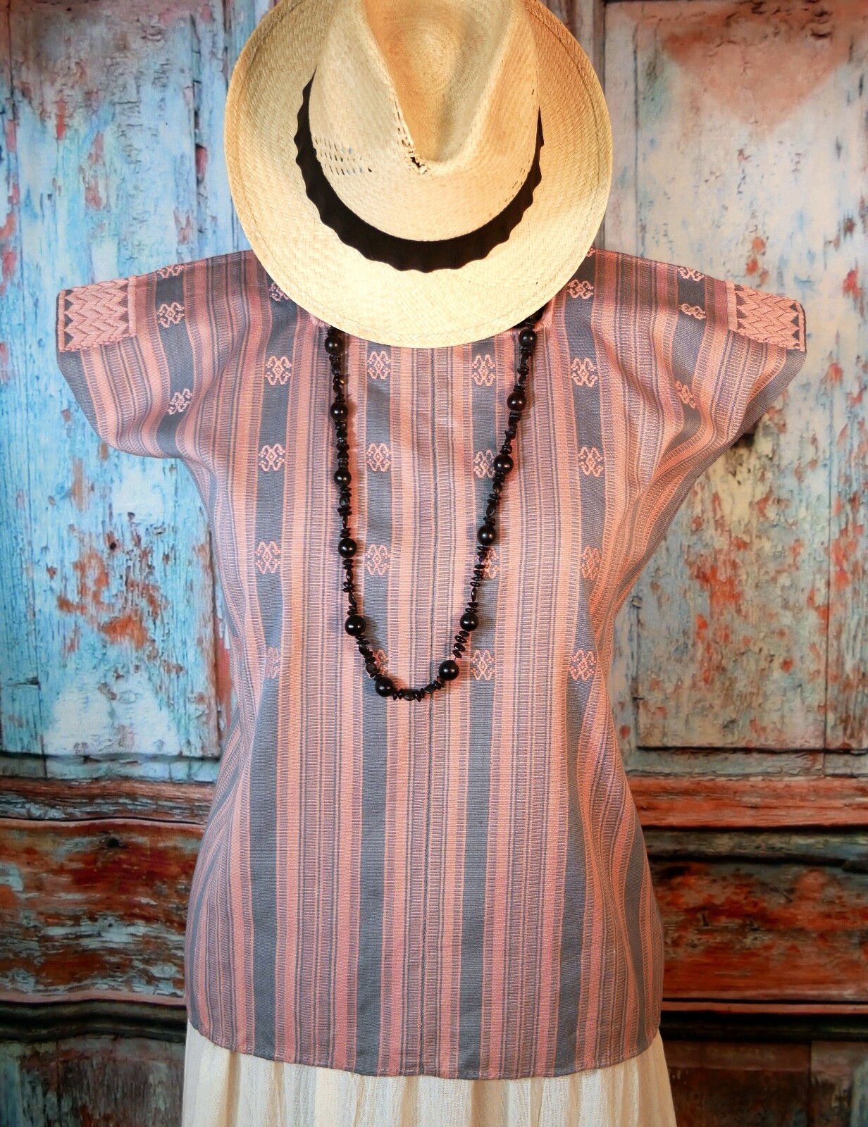 Medium Huipil Tunic Hand Woven Back Strap Loom Maya Chiapas Pantelho Mexico Boho