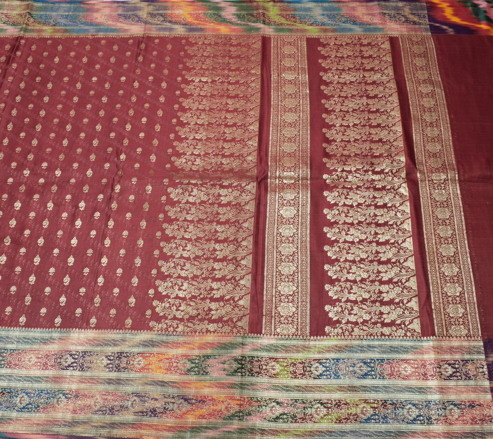 Sushila Vintage Heavy Saree Pure Satin Silk Banarasi Brocade Woven Sari Fabric