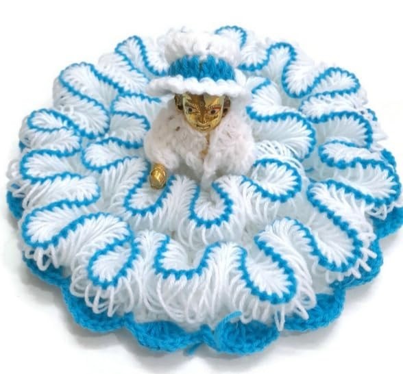 Laddu Gopal Ji Kanha Ji Dress Poshak with Hair and mala Size 3 Dia 7 Inch