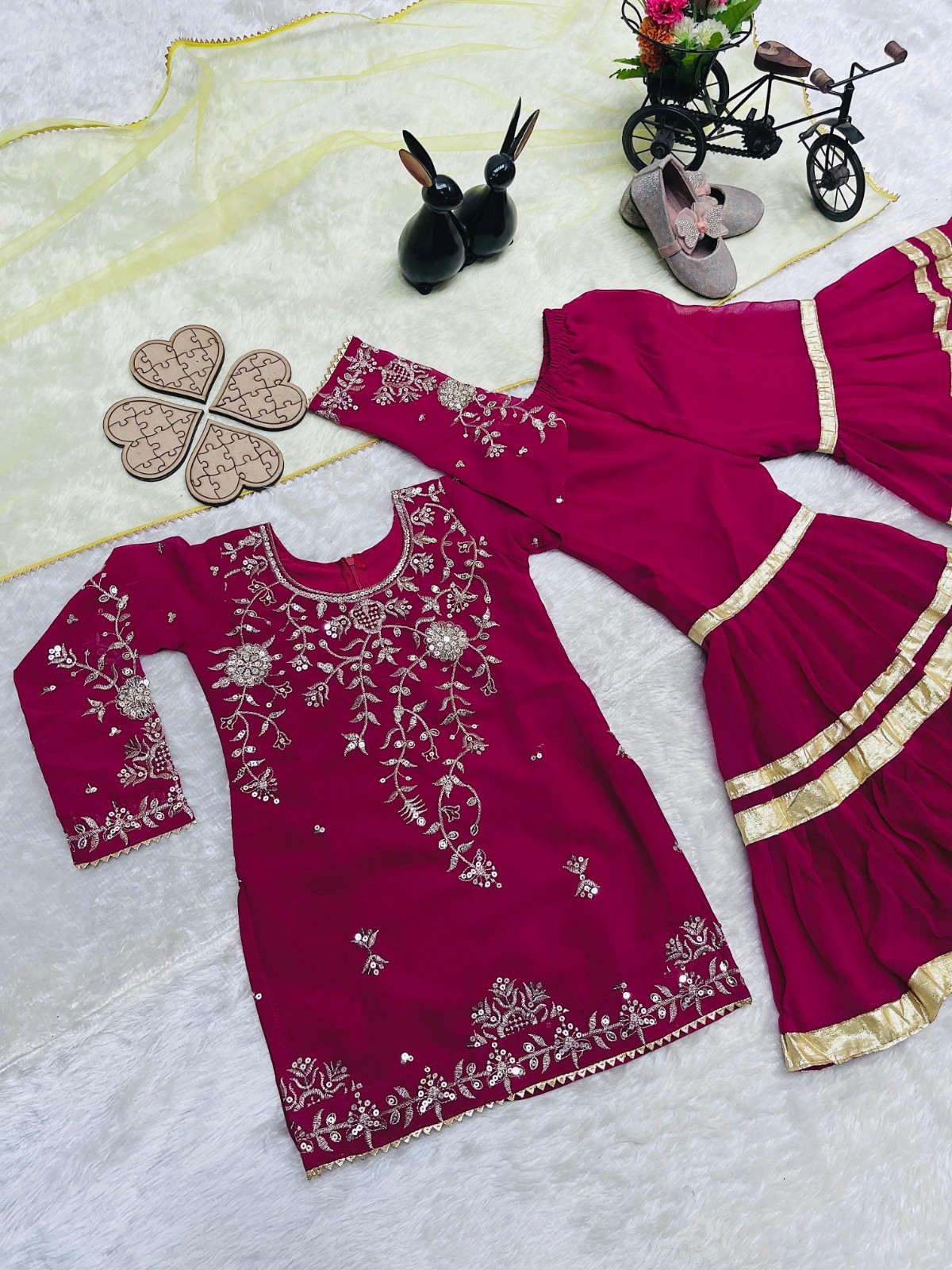 Readymade kids girls top plazzo party wear eid indian girls designer dress