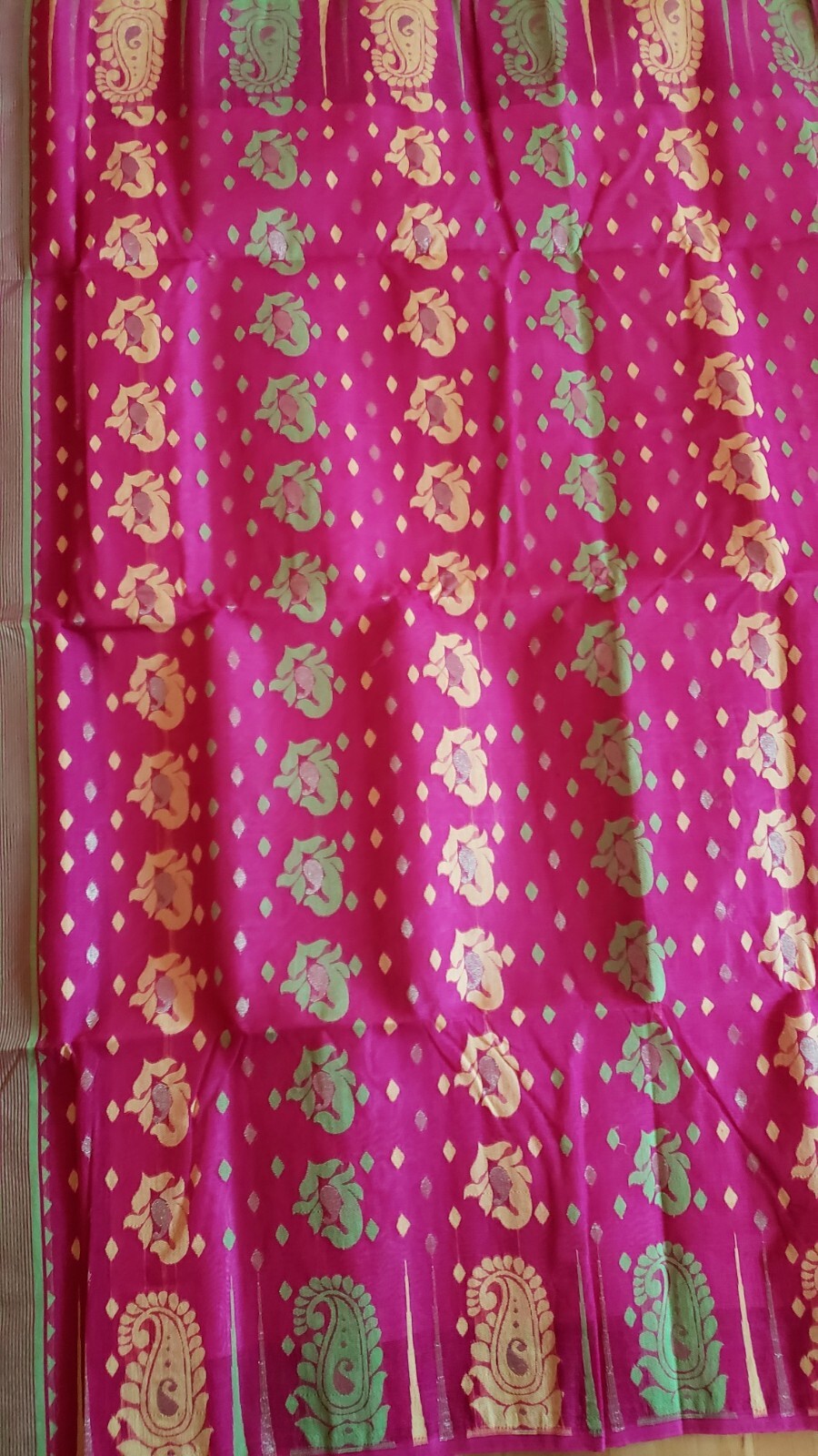 Jamdani Saree Cotton Hot Pink With Multicolor Jamdani Weaving