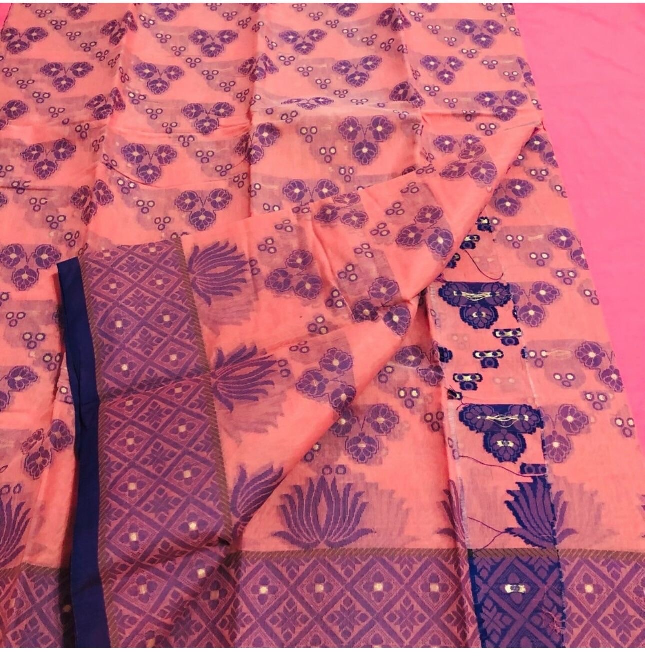 Beautiful thread embroidery work Bangladeshi saree No blouse pc