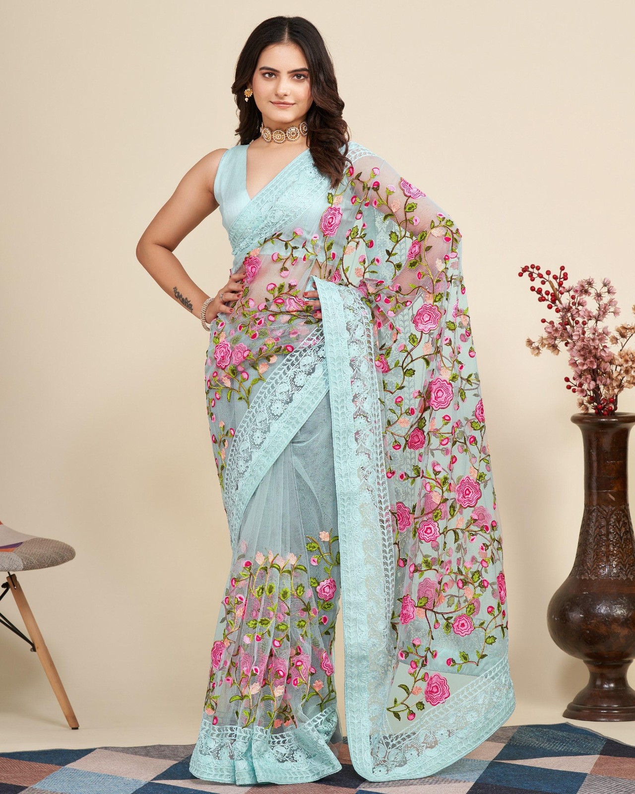 Indian Saree Party Wear Wedding Designer Blouse Sari Bollywood Ethnic Pakistani