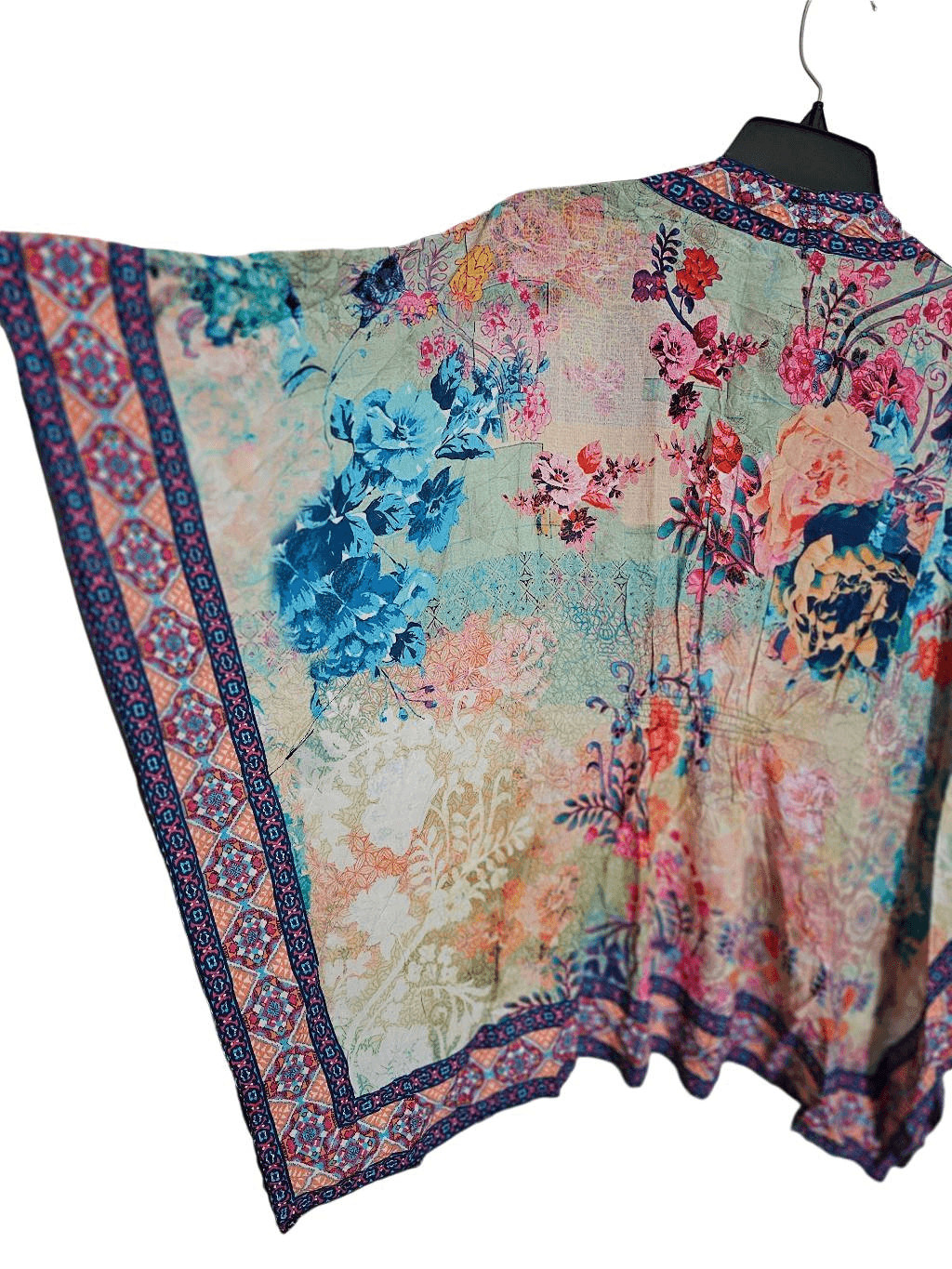 Tolani Raelyn Cropped Kimono Top Floral Multicolor Boho India XS NWOT