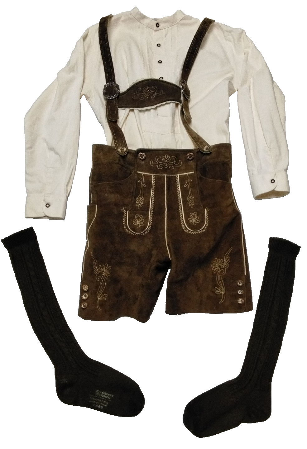 32 Vintage TRACHTENHEMD Bavarian Olive Lederhosen, Shirt, Socks, Oktoberfest