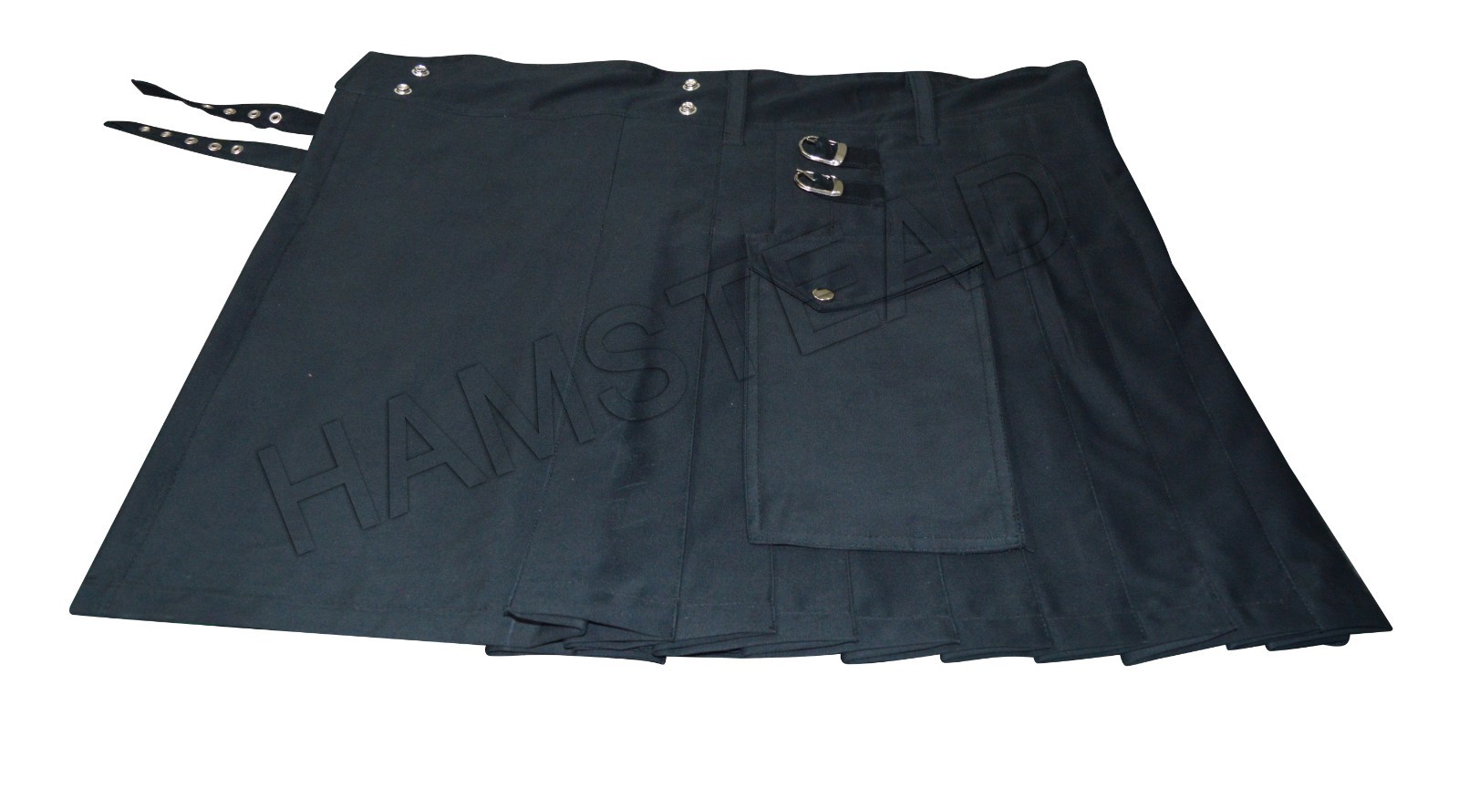 Ladies Plain Black Drilled Cotton Fashion Utility Triangular Pocket new Kilts