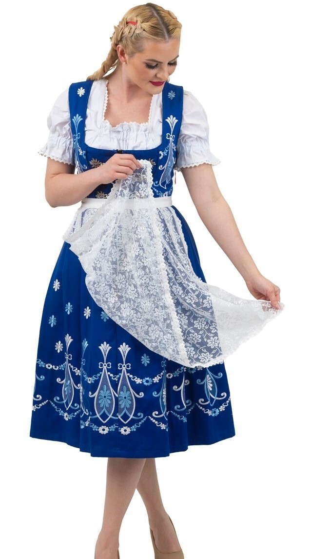 M 10 German Dirndl Dress Long CLASSY / EMBROIDERED Oktoberfest Waitress Festival