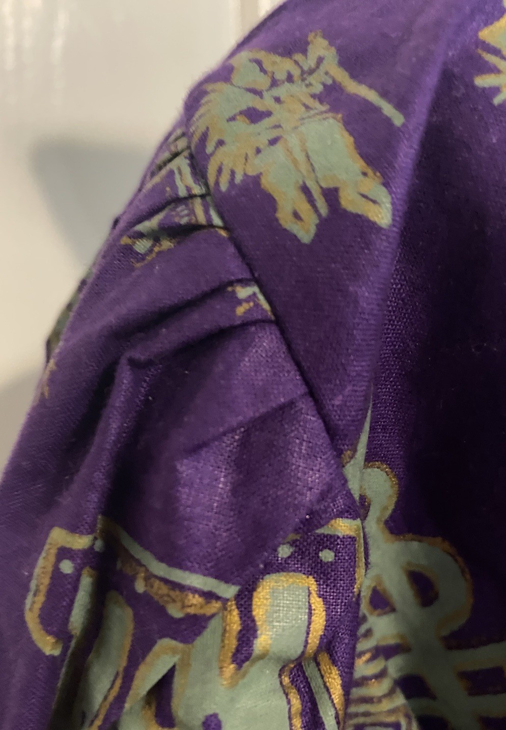 African 2Pieces Skirt Set Button Front Purple/Gold Long Sleeve Matching Cap WM