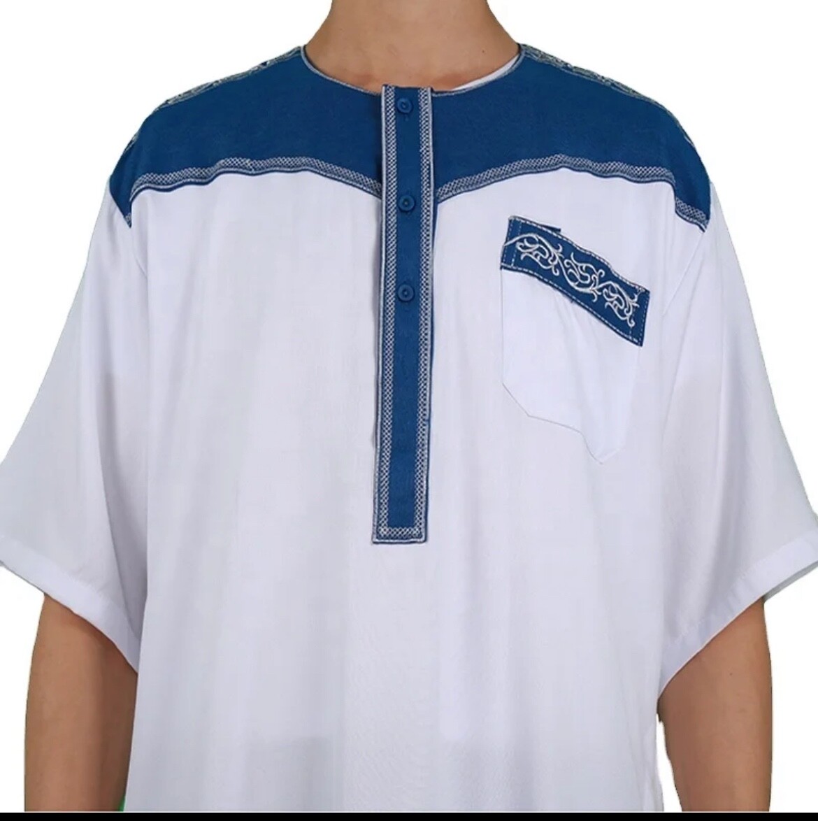 Men’s Muslim Kaftan Short Sleeve Loose Kaftan Thobe Loungewear Dresses Robe Tops