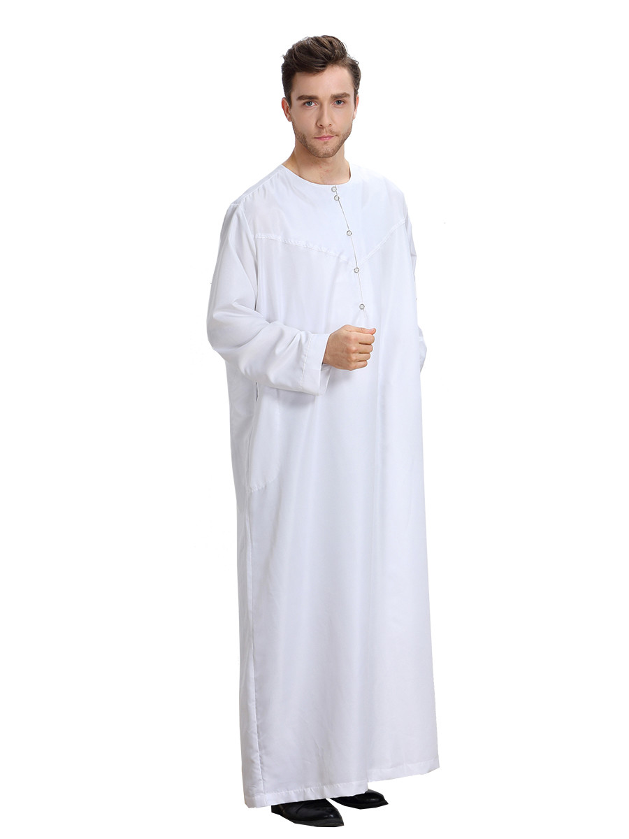 Men Muslim Saudi Thobe Galabeya Thoub Abaya Robe Dishdasha Arabic Dress Kaftan