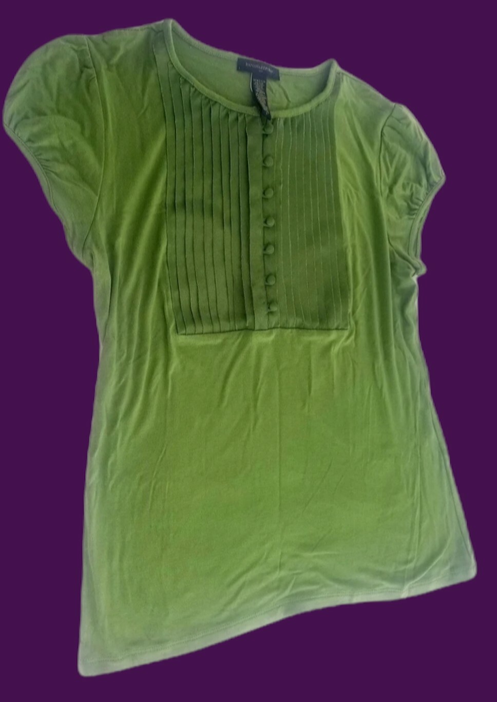Banana Republic green career top blouse sz S front detail