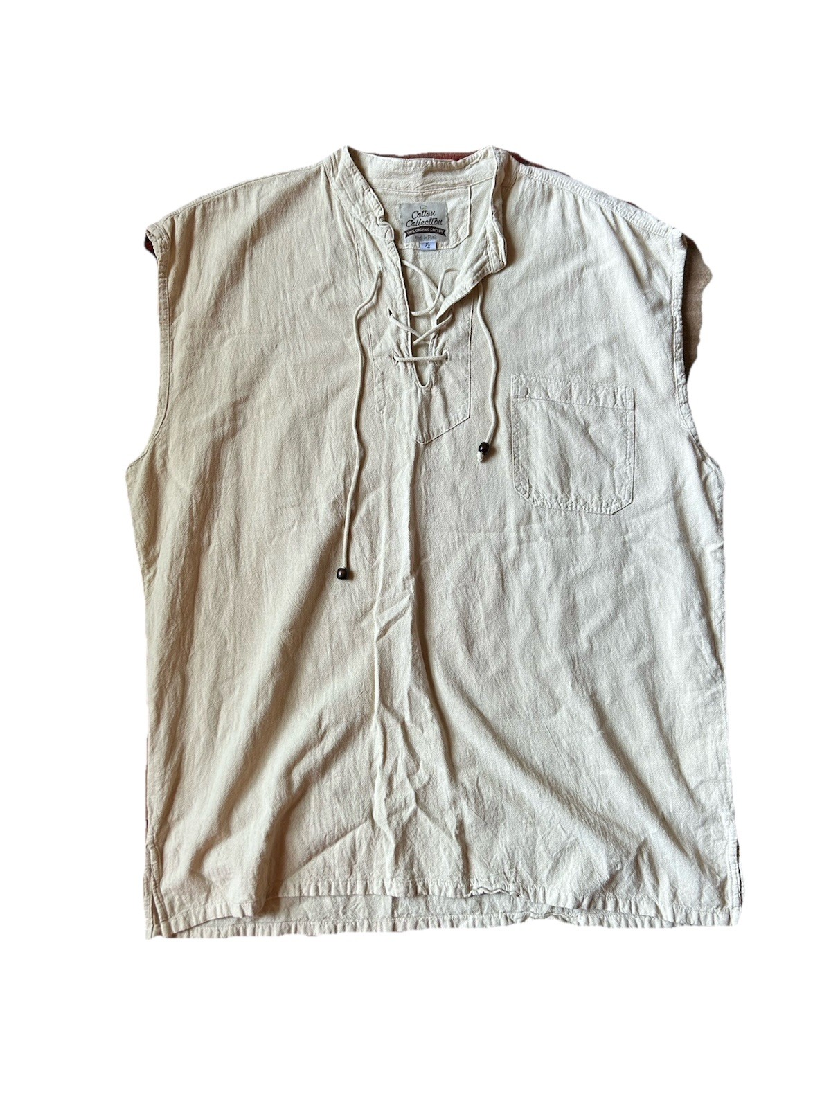 Organic Cotton Cream Tunic Made In Peru Size XL Vintage