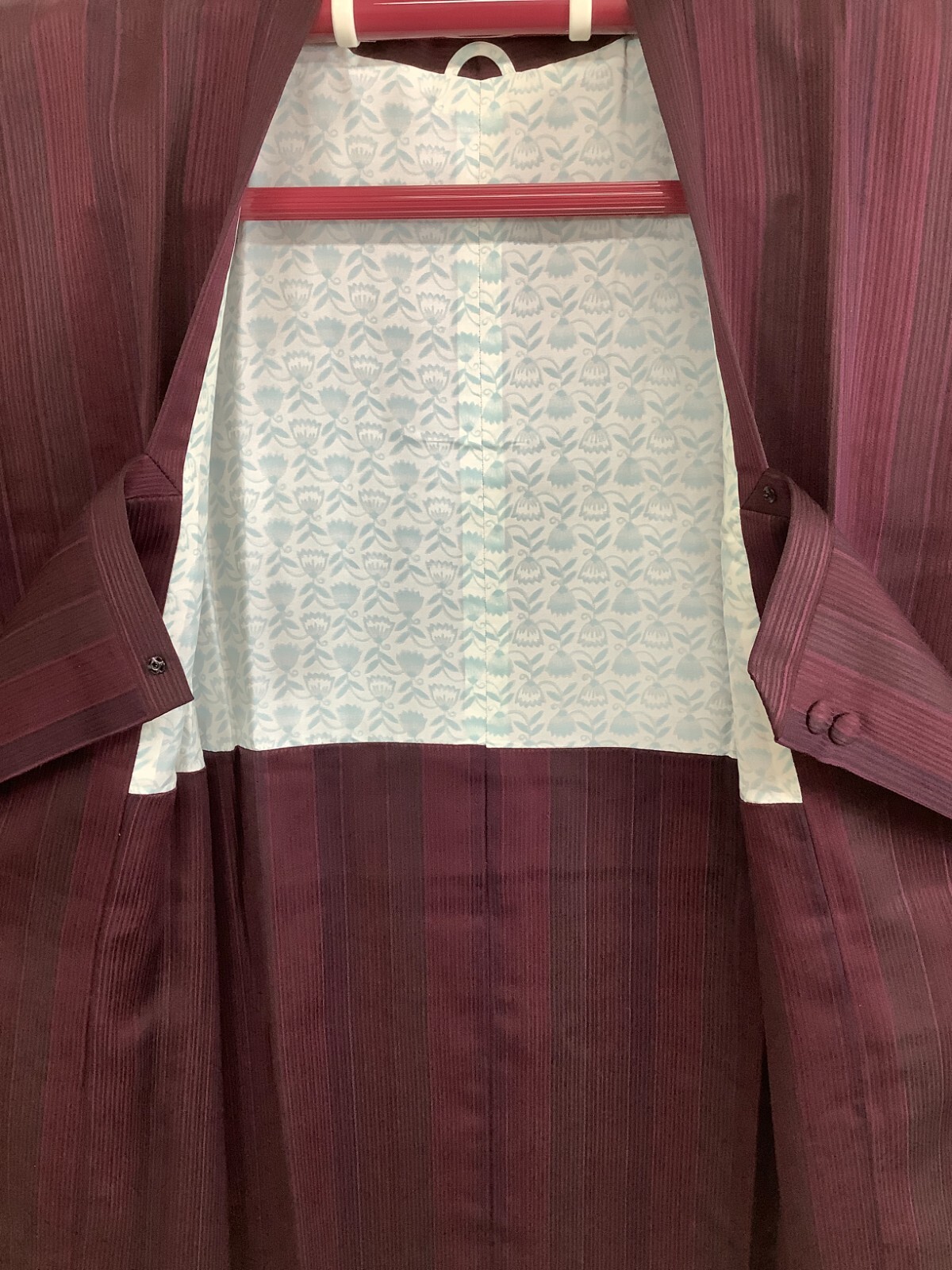 Japanese Vintage Kimono Michiyuki coat border dark red Height 31.49inch