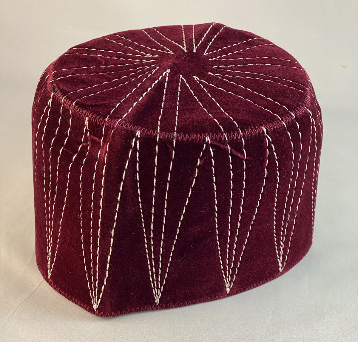 Authentic African Contemporary Native Made Felt Embroidery Fila/ Kufi Hat ~ 22”