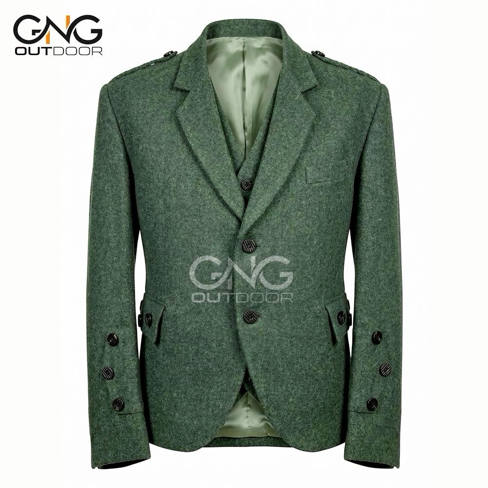 Lovat Green Crial Argyle kilt jacket and waistcoat wedding highland Kilt Jacket